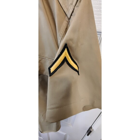 Vtg 60s Military Mens Small 1960 8.2 oz Khaki Field Button Shirt USA 15.5x32 - Picture 3 of 13